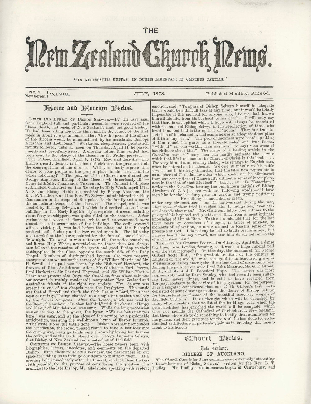 The New Zealand Church News: Issue 9, July 1878