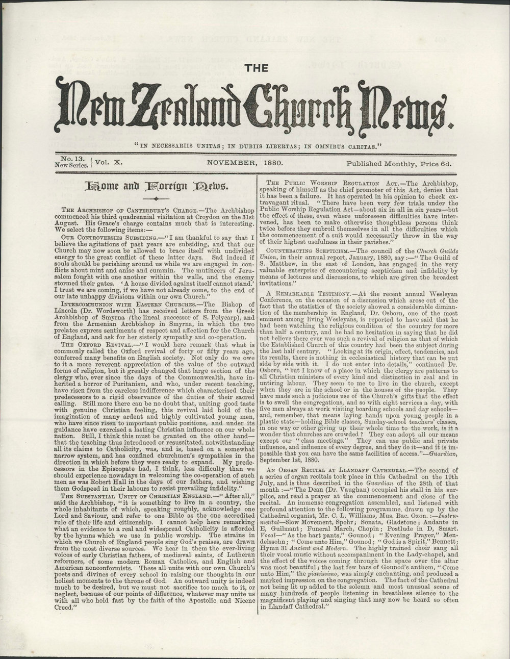 The New Zealand Church News: Issue 13, November 1880