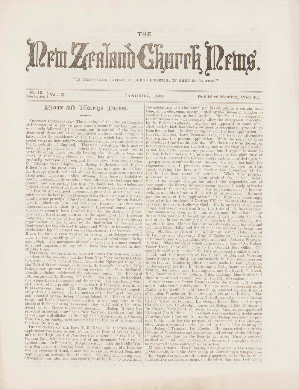 The New Zealand Church News: Issue 15, January 1881