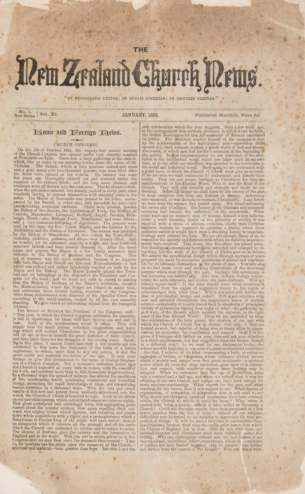 The New Zealand Church News: Issue 01, January 1882