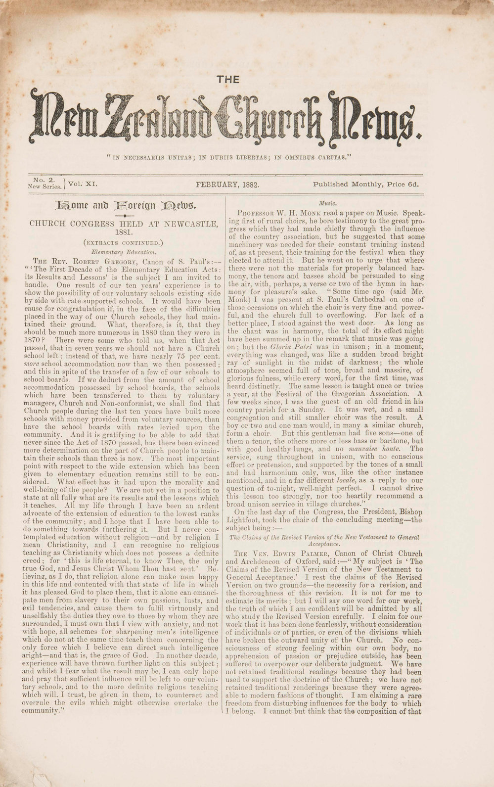 The New Zealand Church News: Issue 02, February 1882