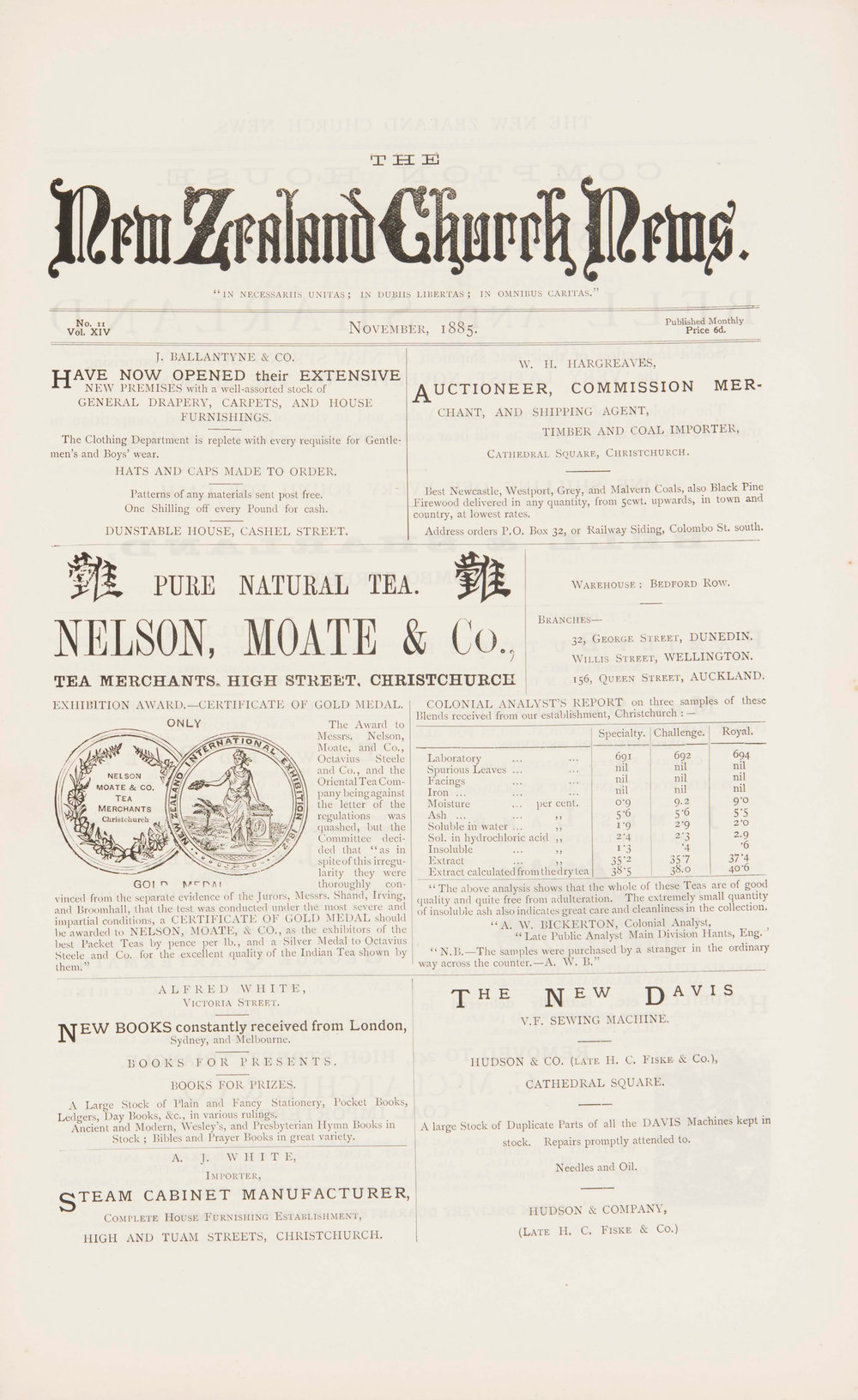 The New Zealand Church News: Issue 11, November 1885