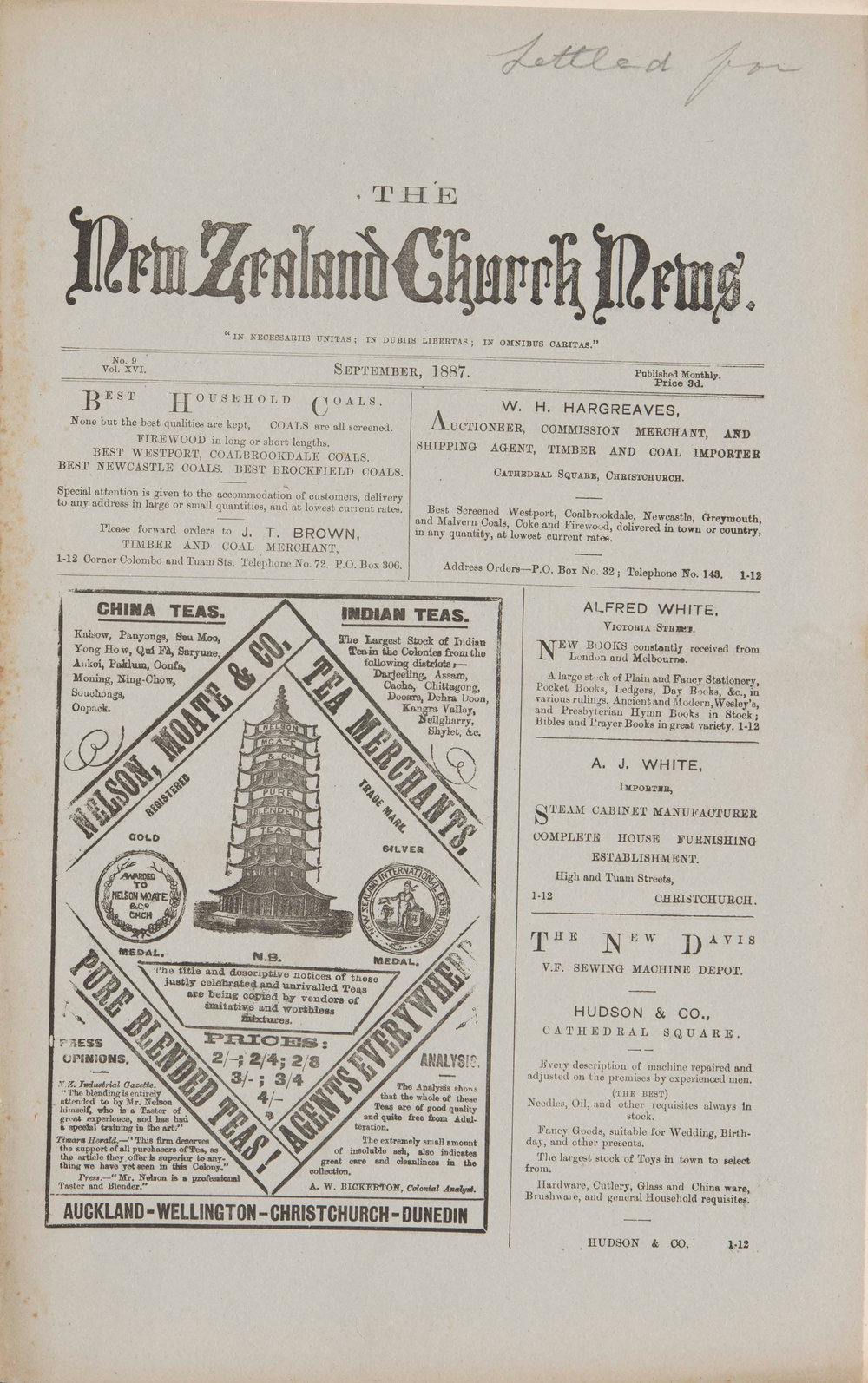 The New Zealand Church News: Issue 9, September 1887