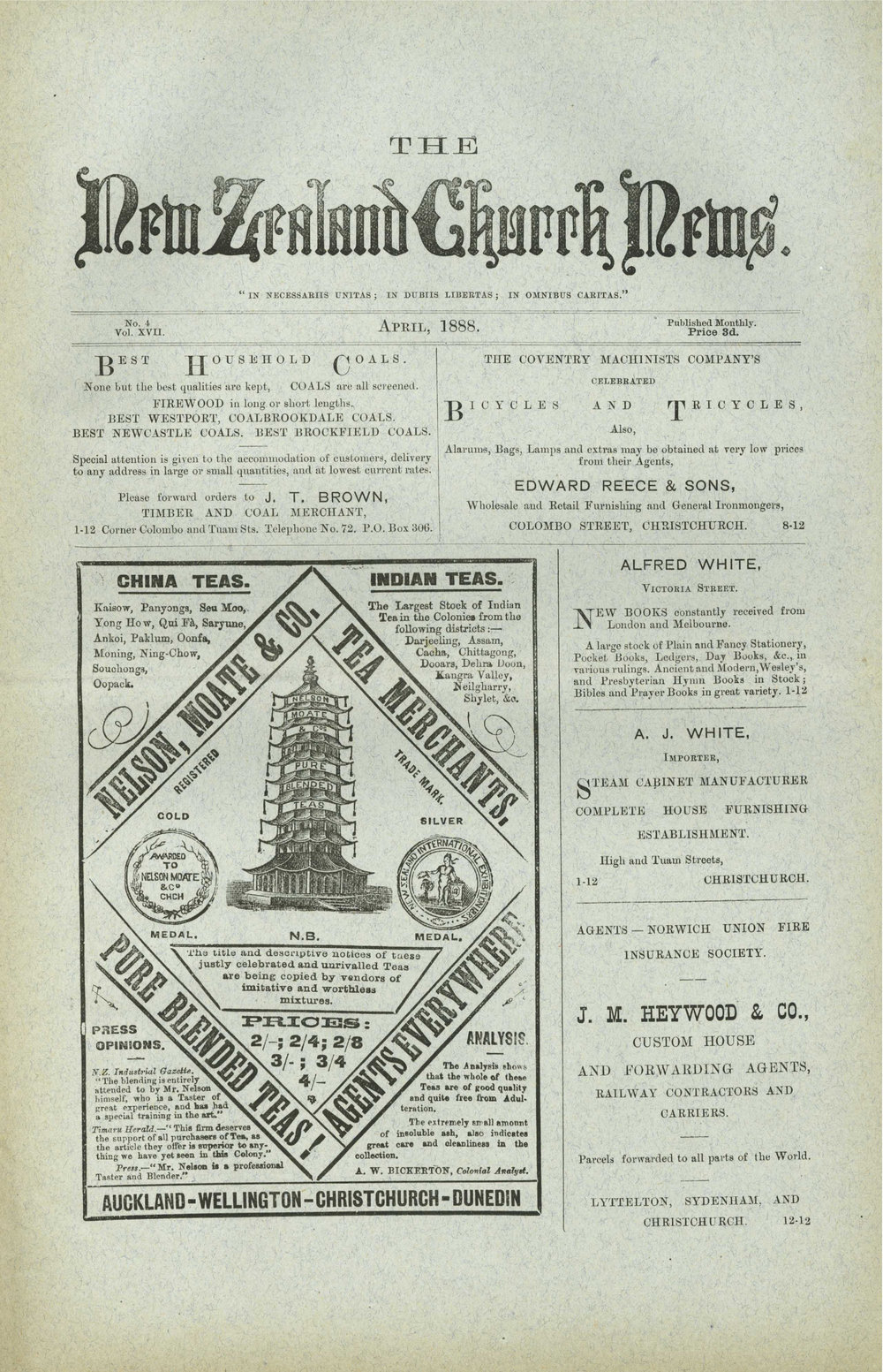 The New Zealand Church News: Issue 4, April 1888