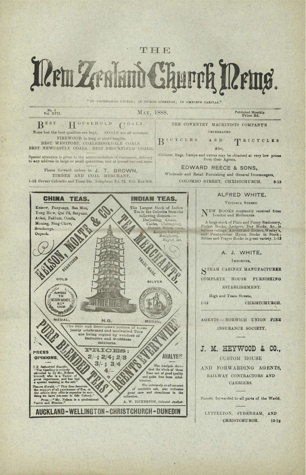 The New Zealand Church News: Issue 5, May 1888