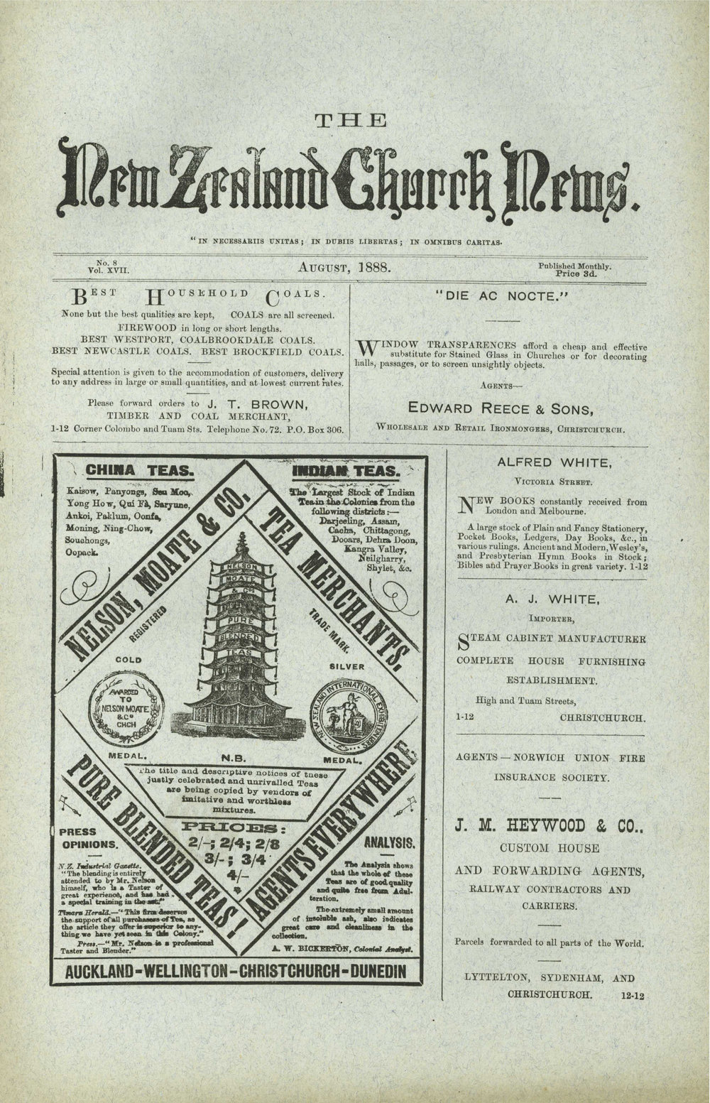 The New Zealand Church News: Issue 8, August 1888