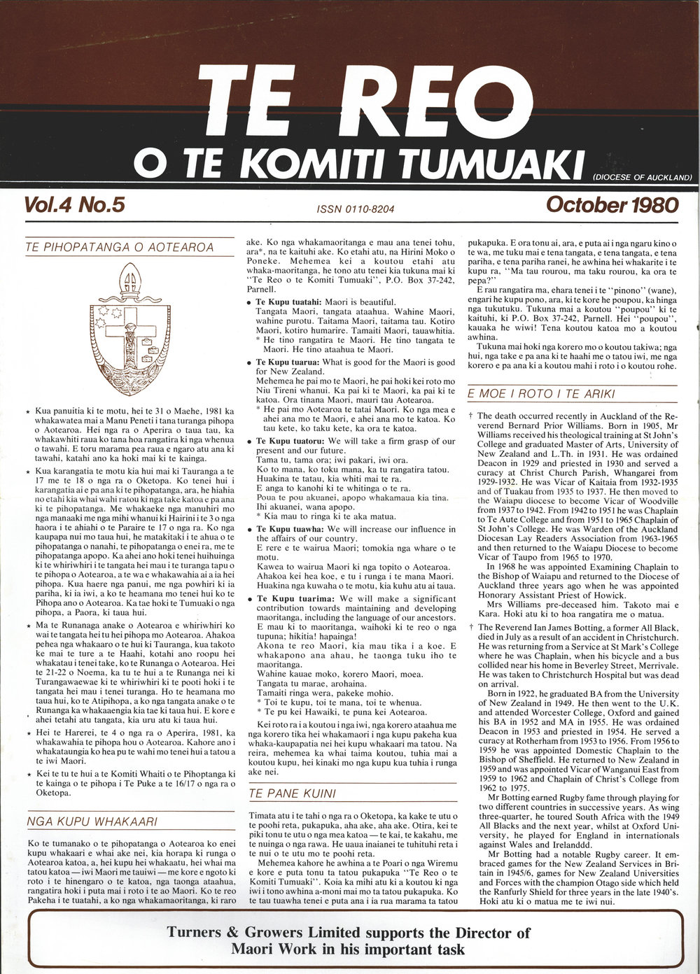 Te Reo o te Komiki Tumuaki: October 1980