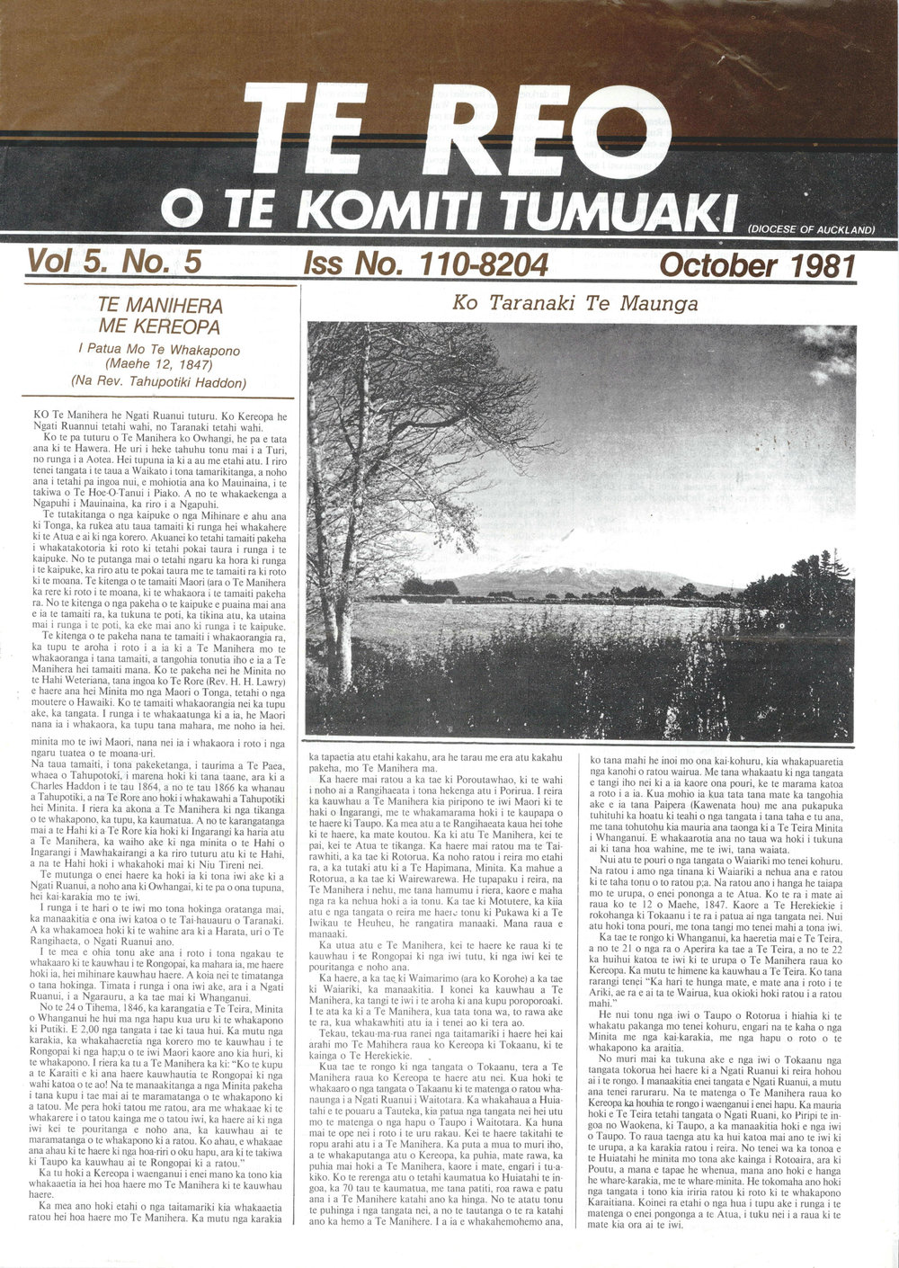 Te Reo o te Komiki Tumuaki: October 1981