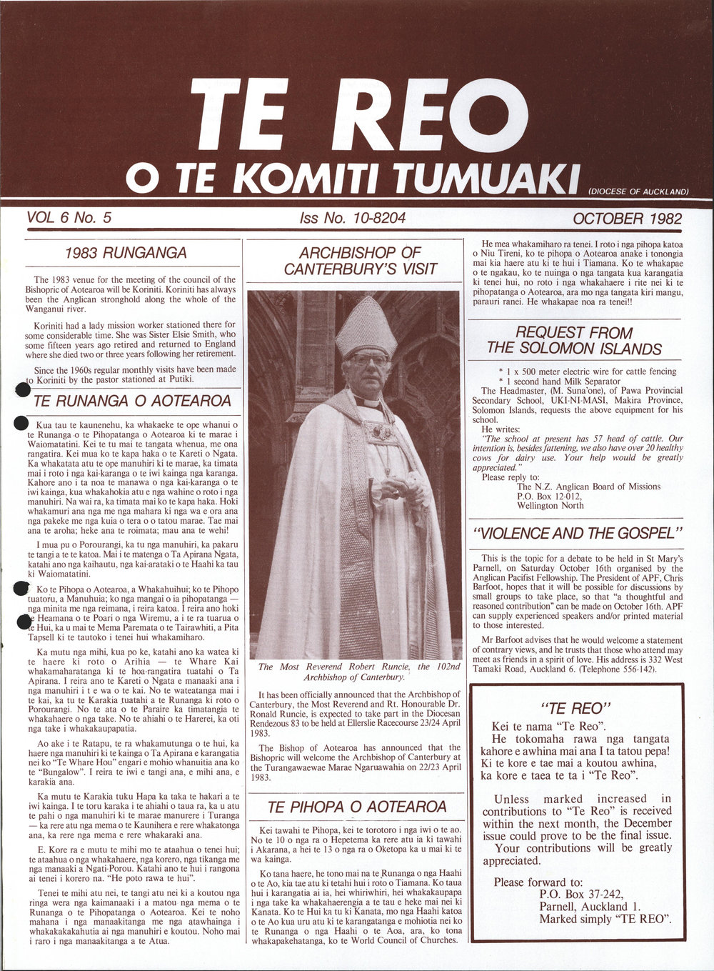 Te Reo o te Komiki Tumuaki: October 1982