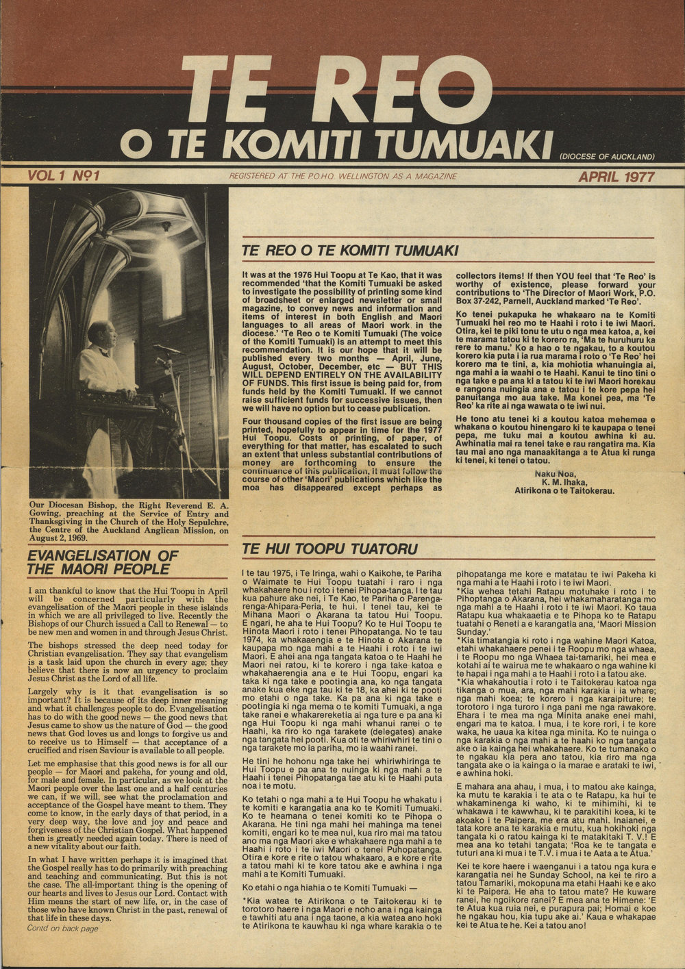 Te Reo o te Komiti Tumuaki: April 1977