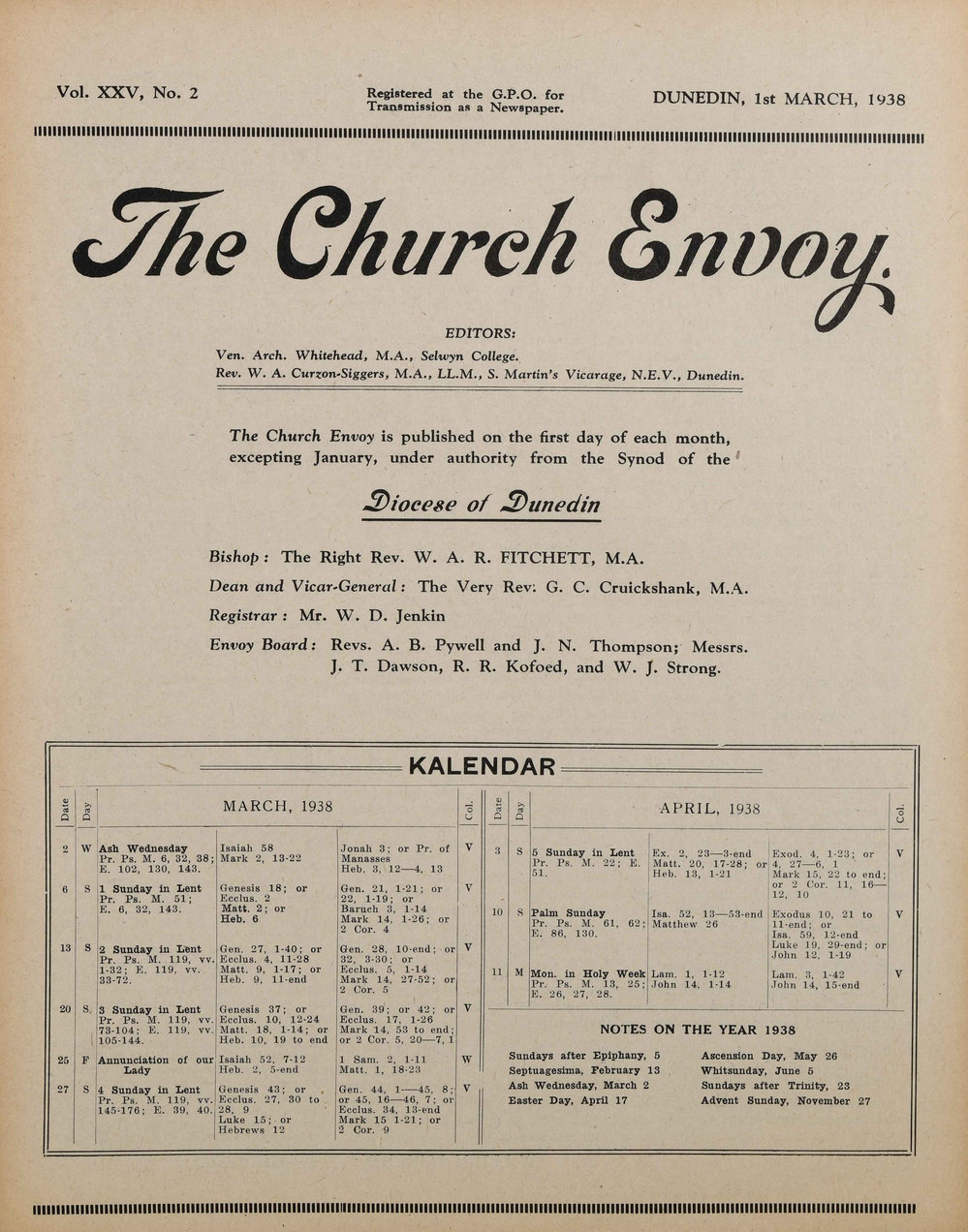 The Church Envoy March 1938