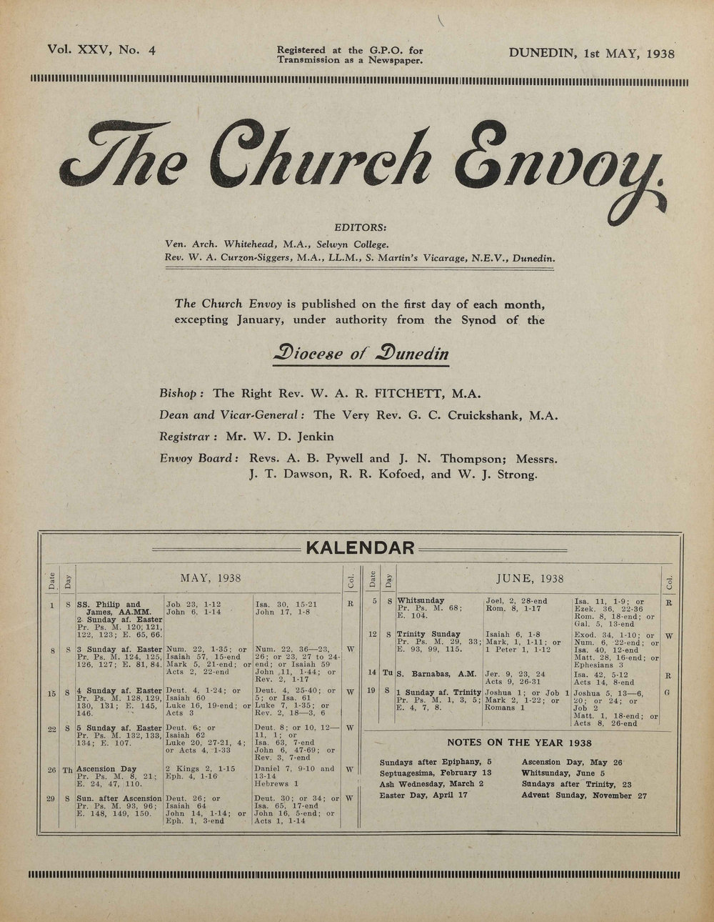 The Church Envoy May 1938
