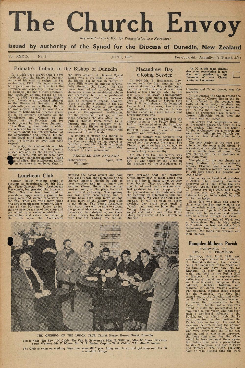 The Church Envoy June 1952