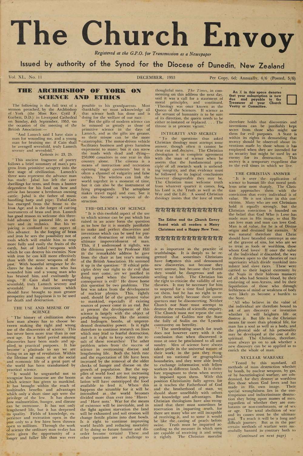 The Church Envoy December 1953