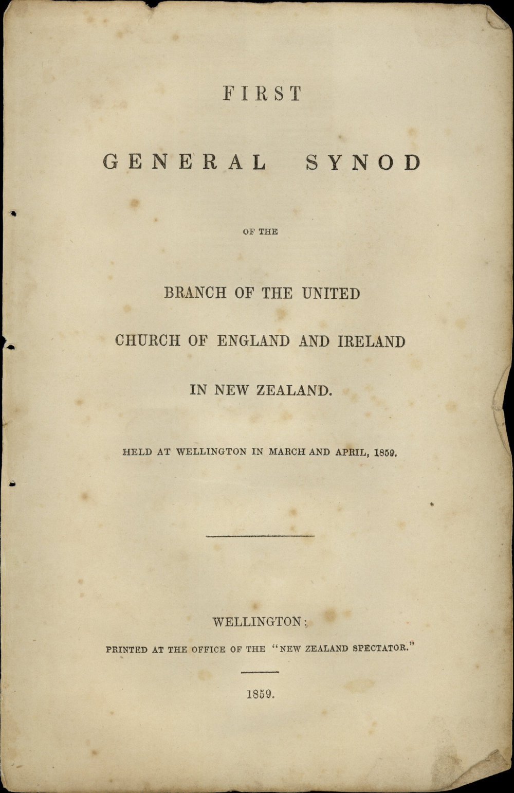 Proceedings of the General Synod:  1st General Synod, 1859