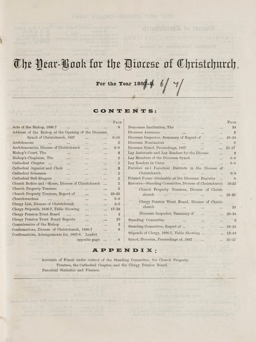 The New Zealand Church News Supplement Year Book 1887