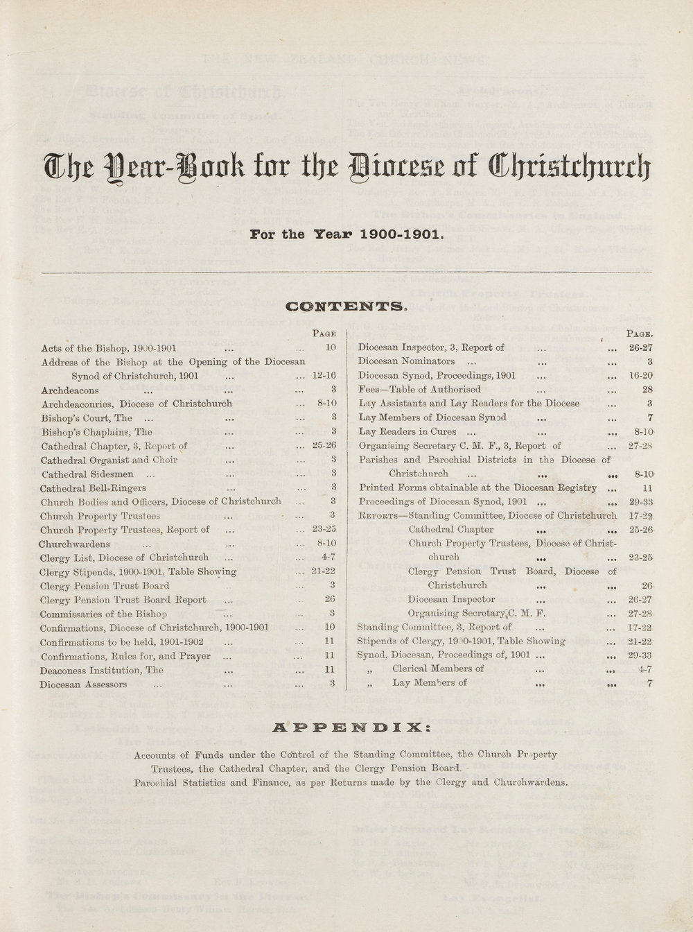The New Zealand Church News Supplement Year Book 1901