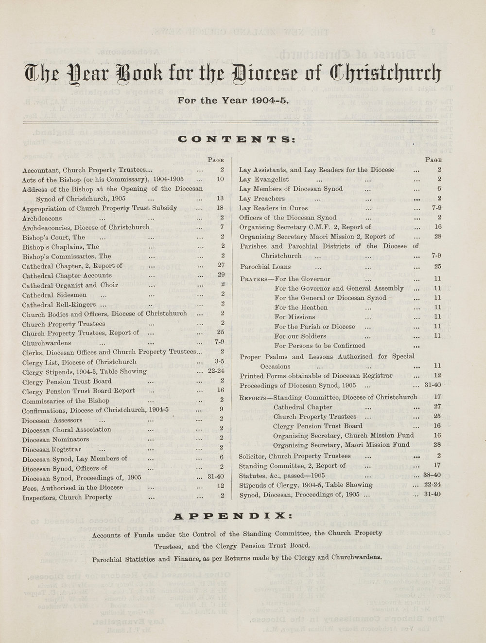 The New Zealand Church News Supplement Year Book 1905