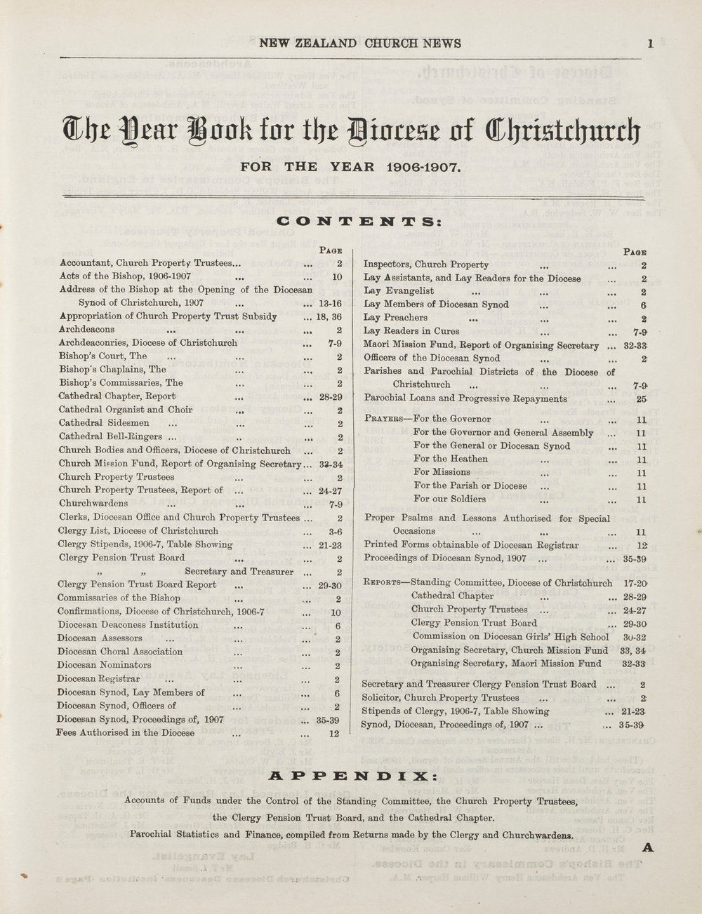 The New Zealand Church News Supplement Year Book 1907
