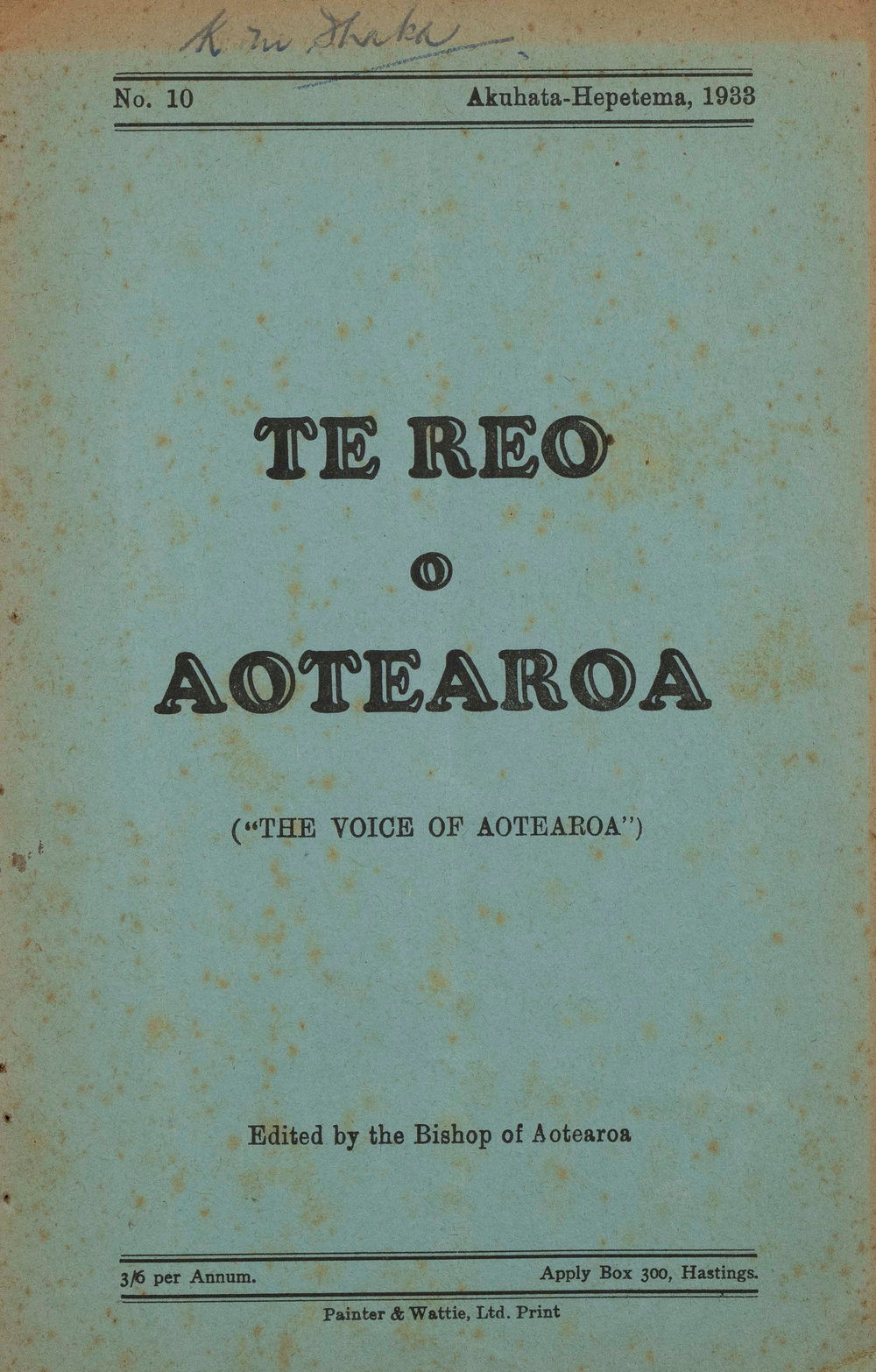 Te Reo o Aotearoa 1933 Akuhata-Hepetema Vol 10