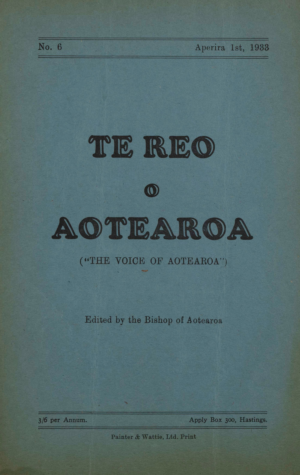 Te Reo o Aotearoa 1933 Aperira Vol 6