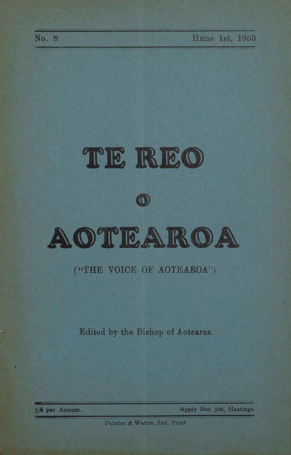 Te Reo o Aotearoa 1933 Hune Vol 8