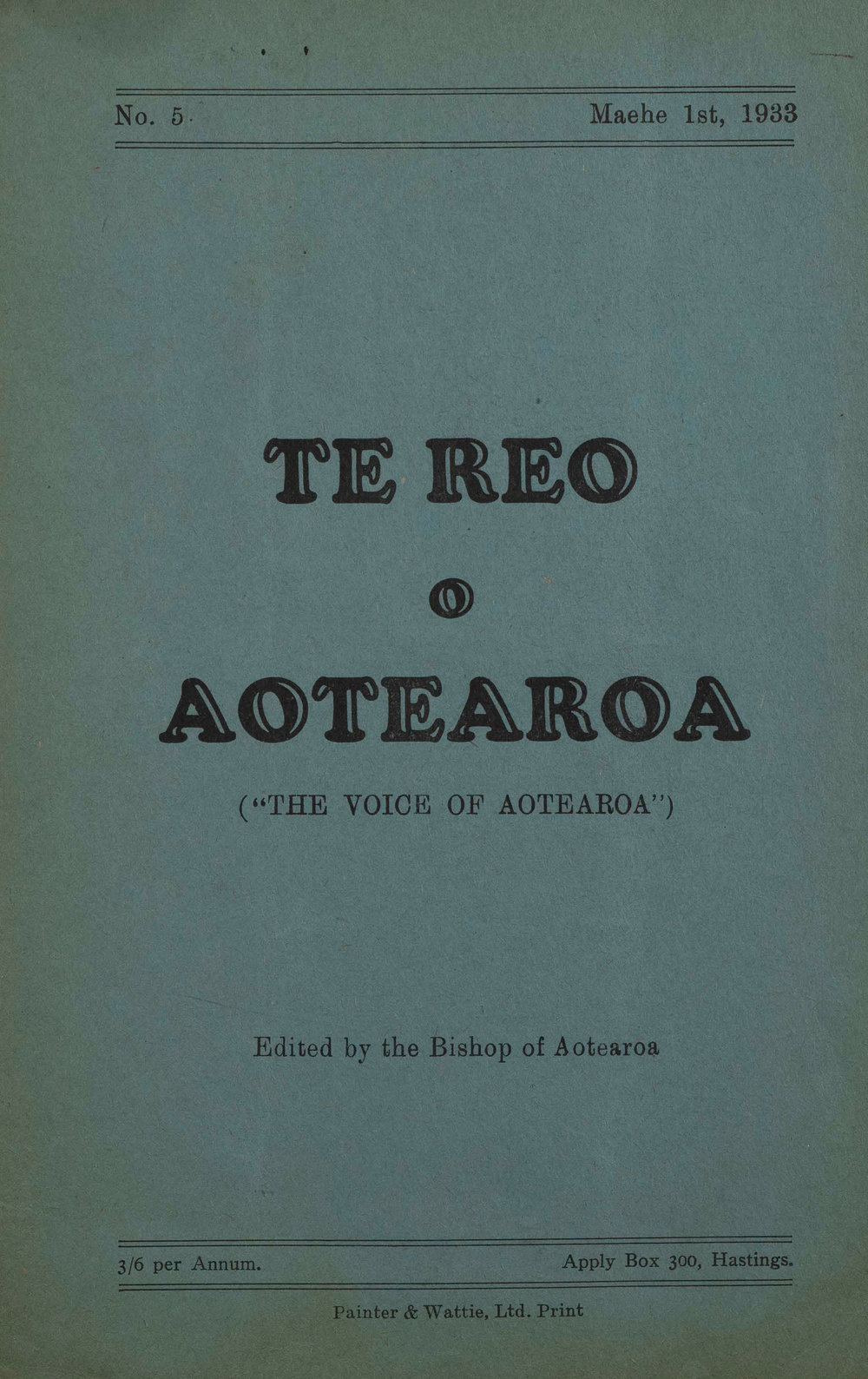 Te Reo o Aotearoa 1933 Maehe Vol 5
