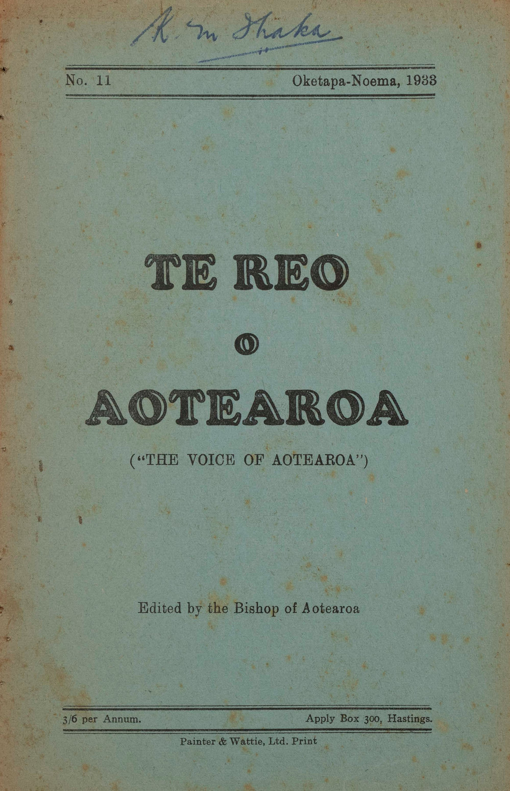 Te Reo o Aotearoa 1933 Oketapa-Noema Vol 11