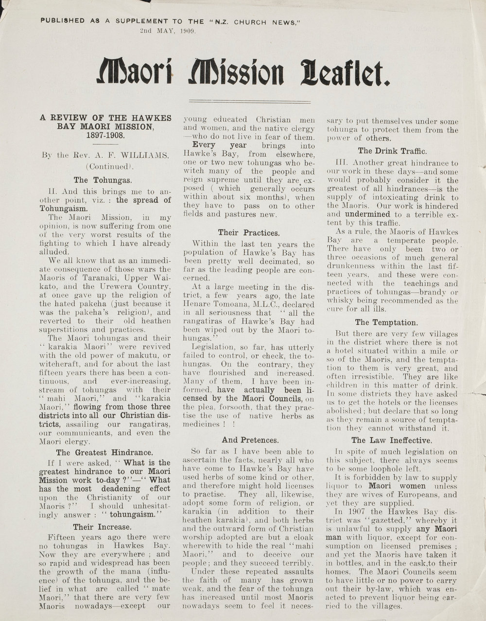 Supplement to the NZ Church News - Maori Mission 1909 Vol 2