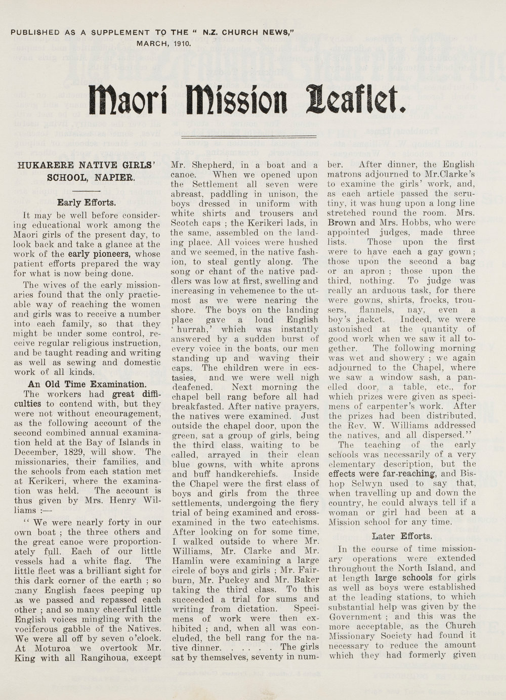 Supplement to the NZ Church News - Maori Mission 1910 Vol 2