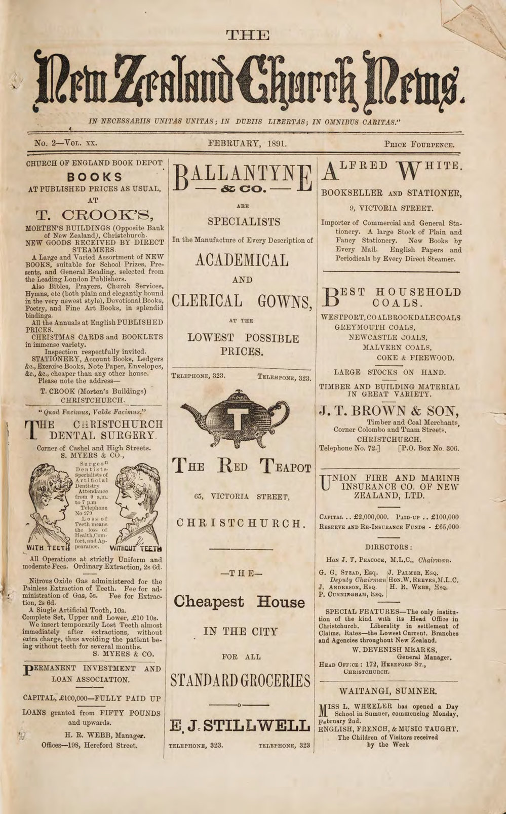 The New Zealand Church News February 1891