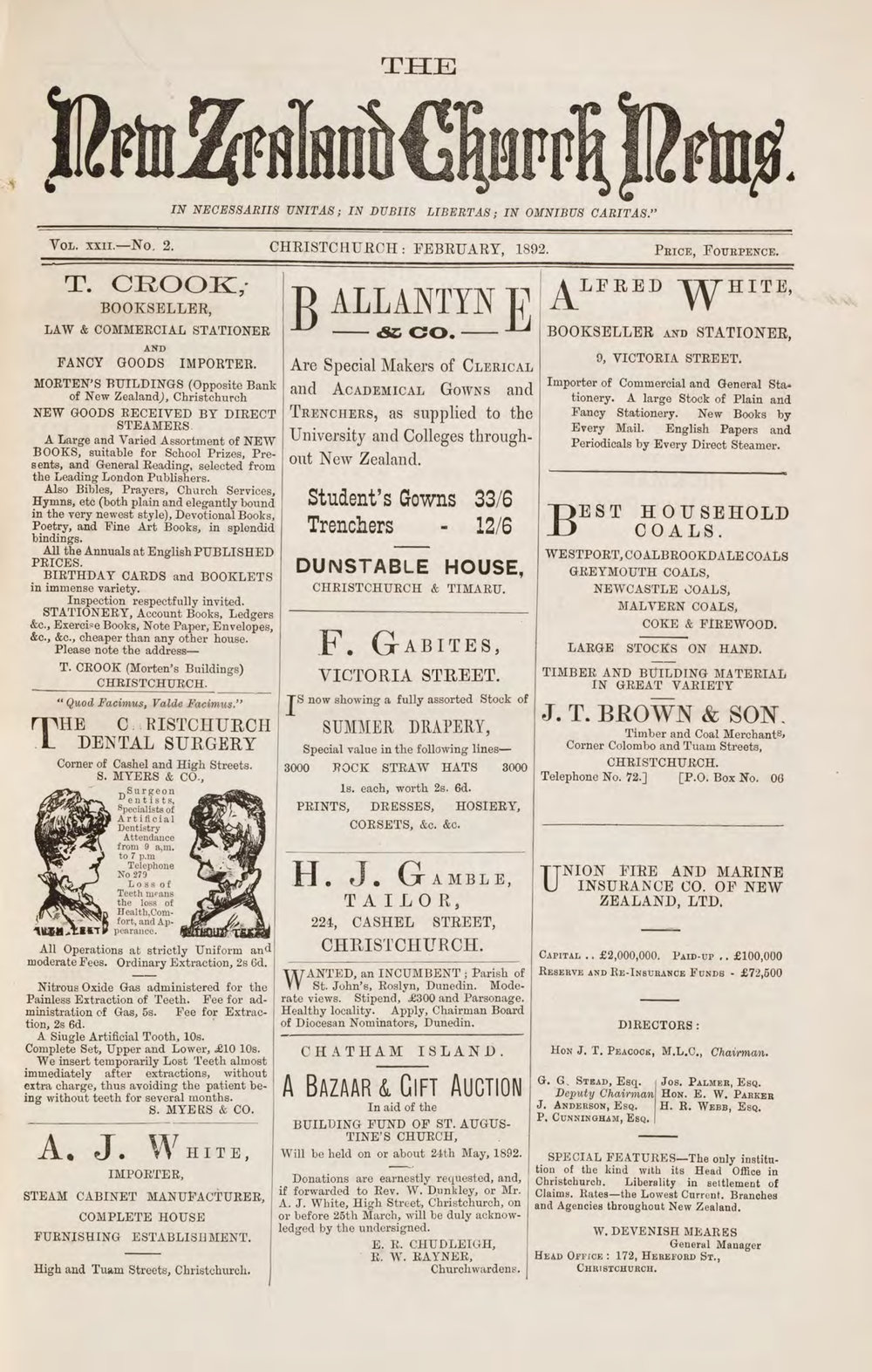 The New Zealand Church News February 1892