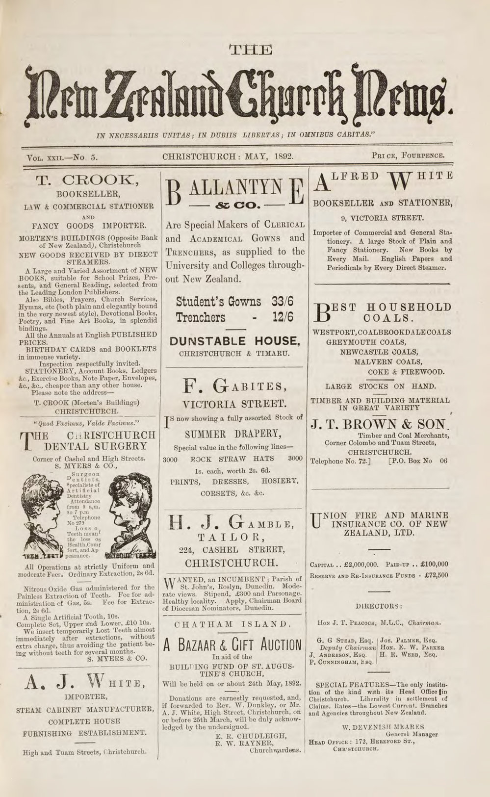 The New Zealand Church News May 1892