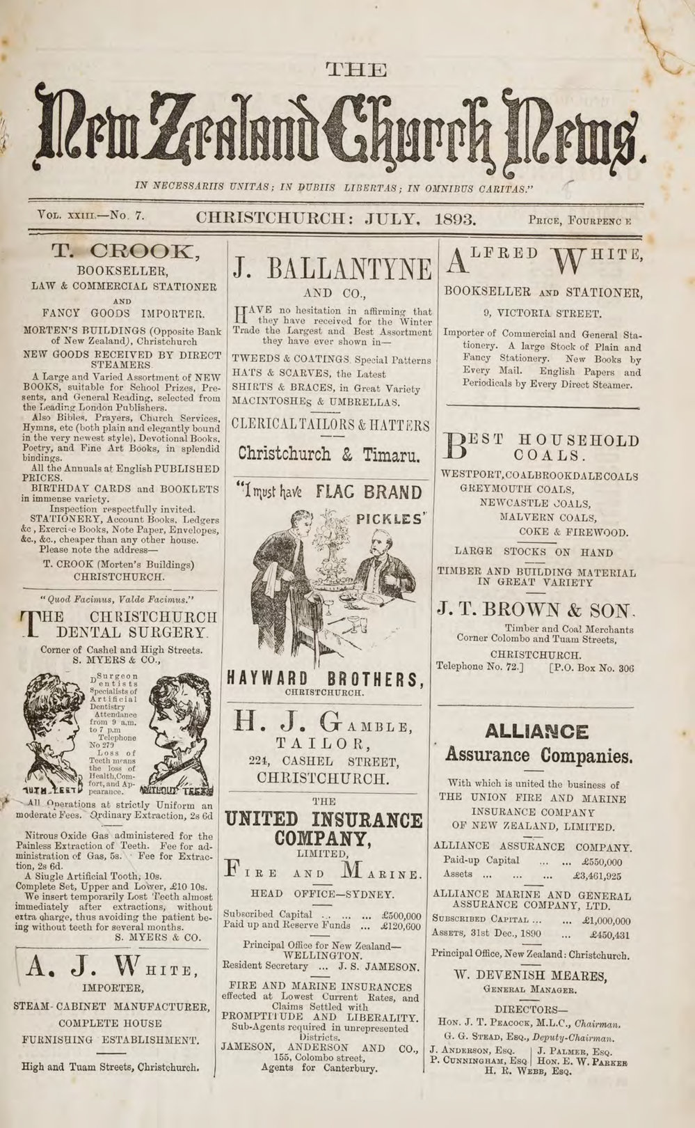 The New Zealand Church News July 1893