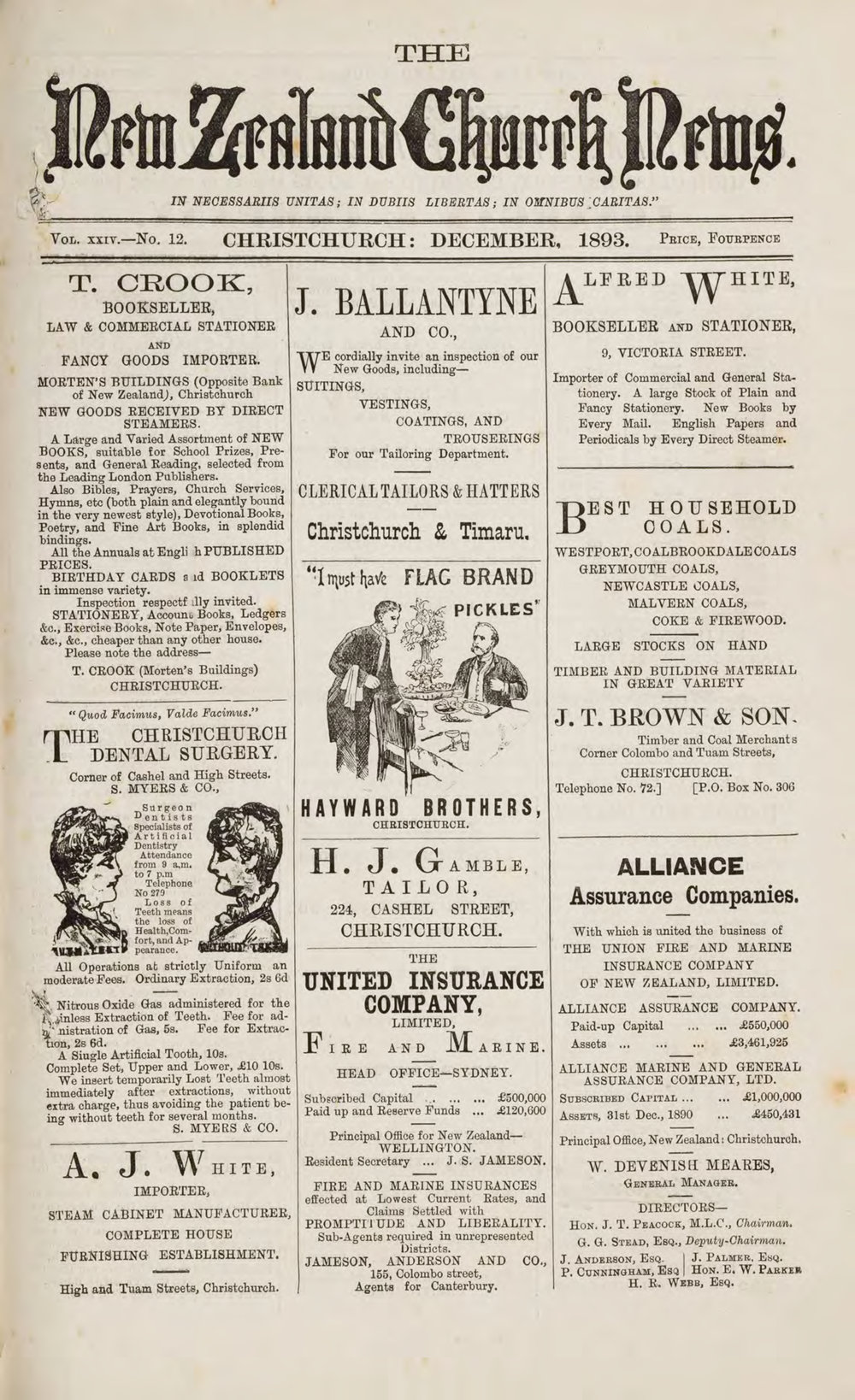 The New Zealand Church News December 1893