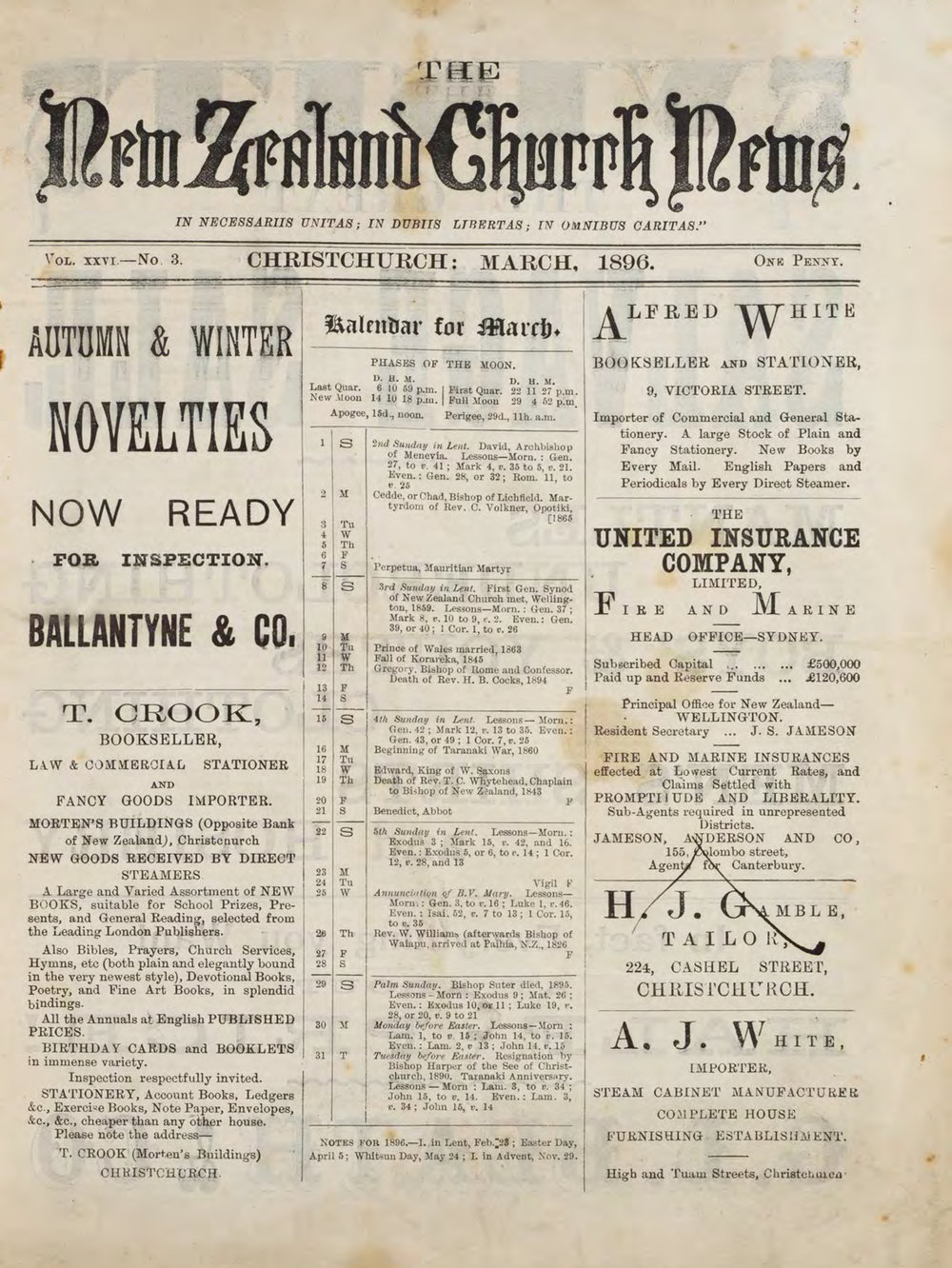 The New Zealand Church News March 1896