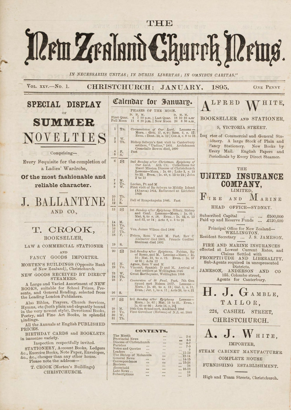 The New Zealand Church News January 1895