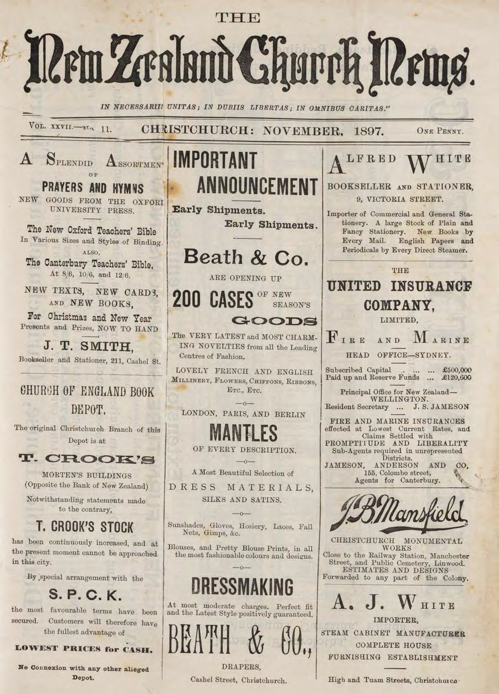 The New Zealand Church News November 1897
