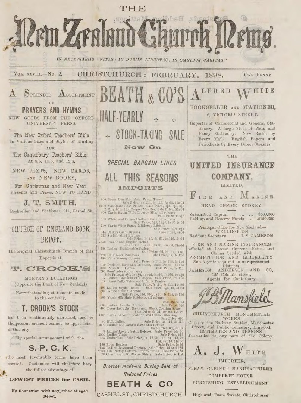 The New Zealand Church News February 1898