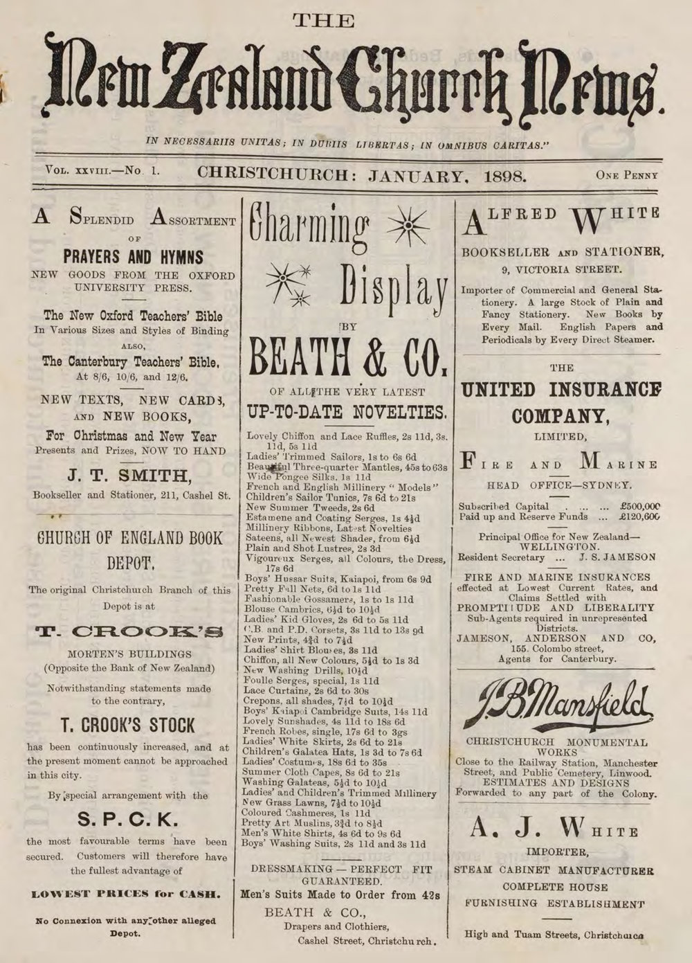 The New Zealand Church News January 1898