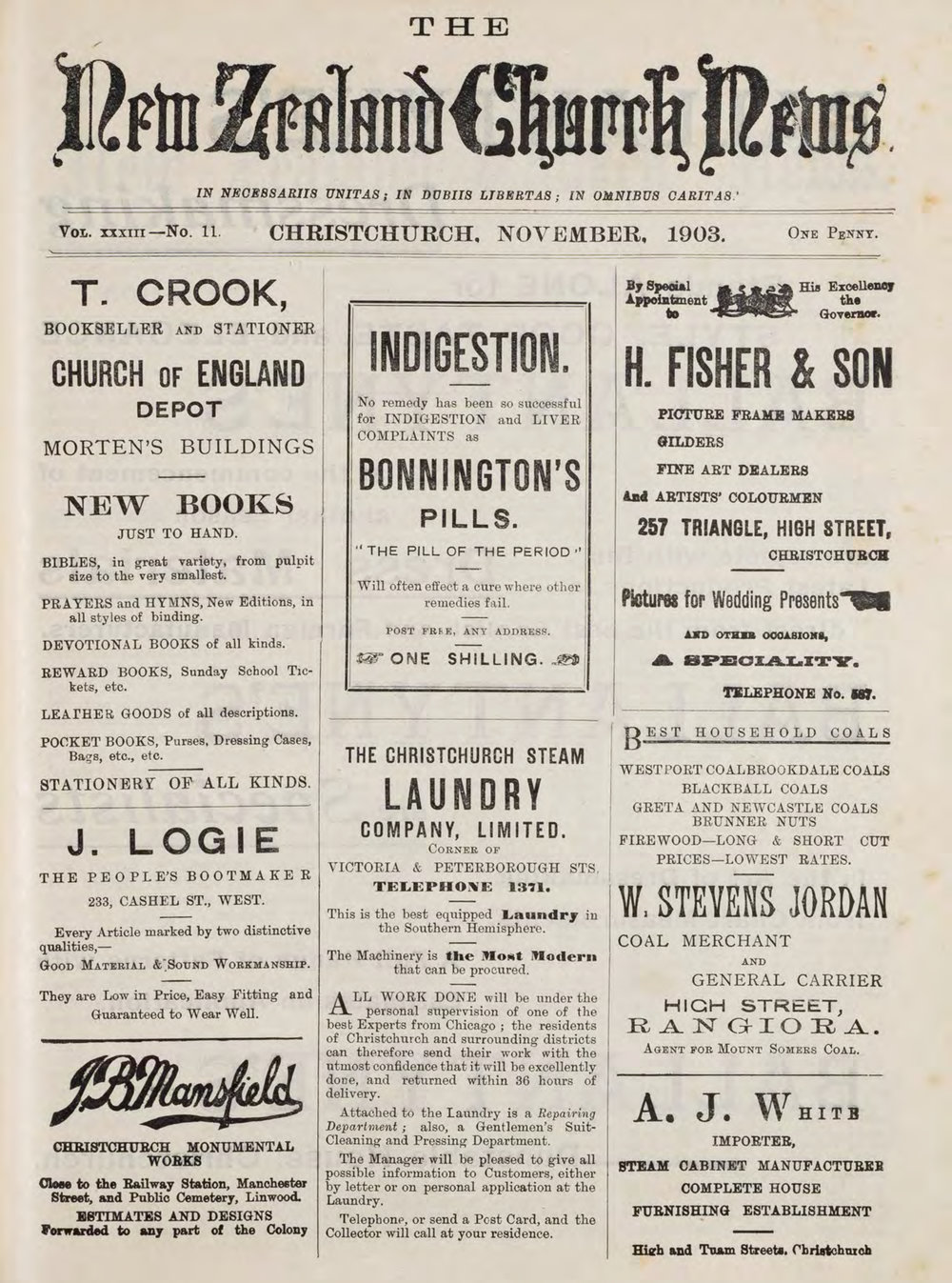 The New Zealand Church News November 1903