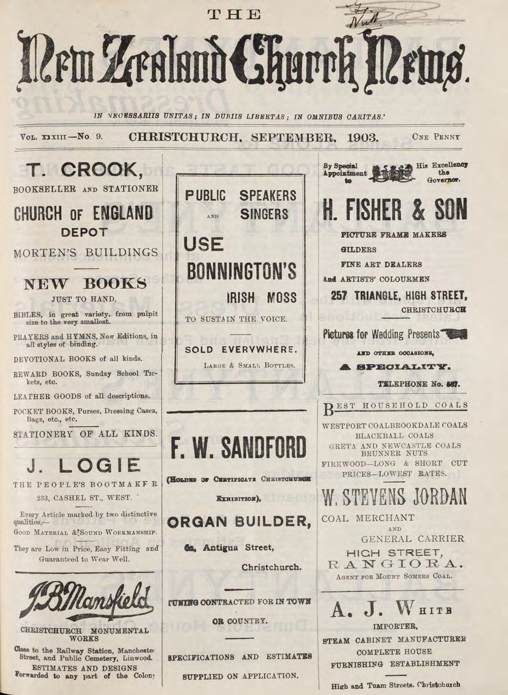 The New Zealand Church News September 1903