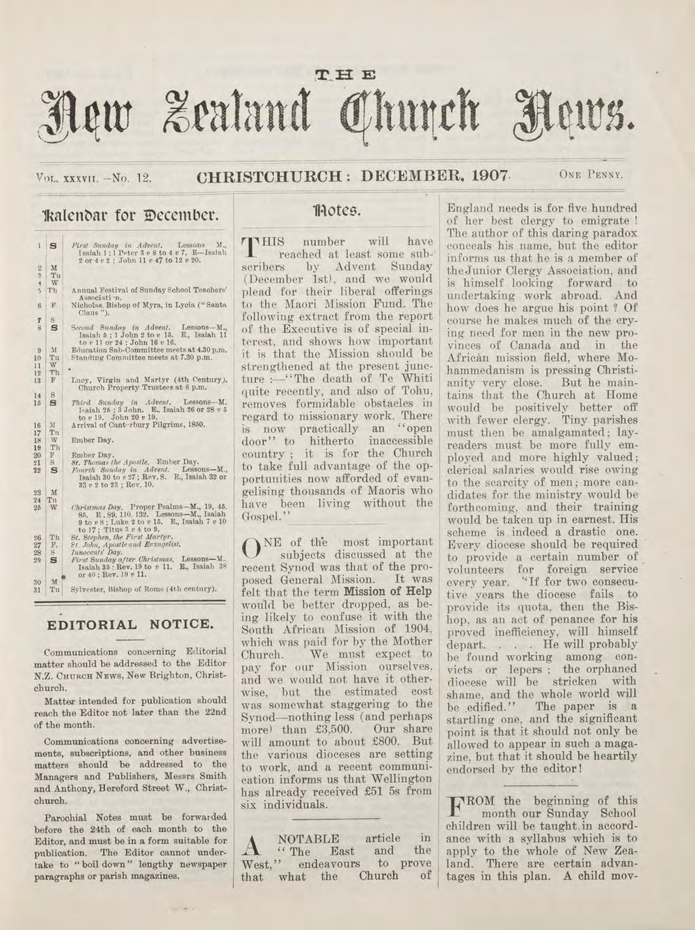 The New Zealand Church News Churchnews_1907_12