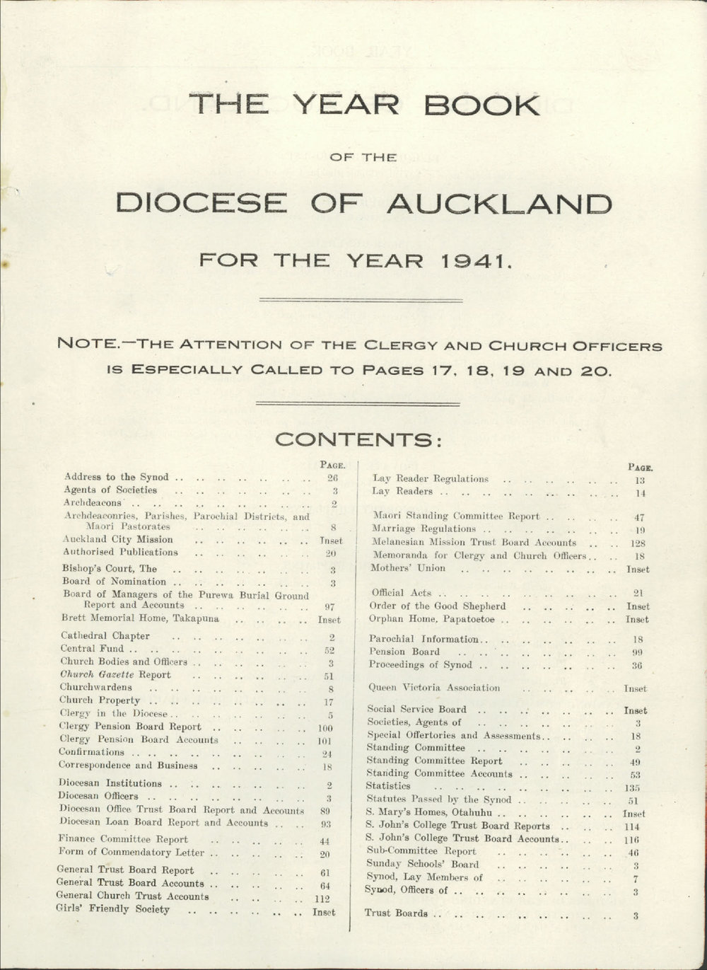 Year Book of the Diocese of Auckland 1941