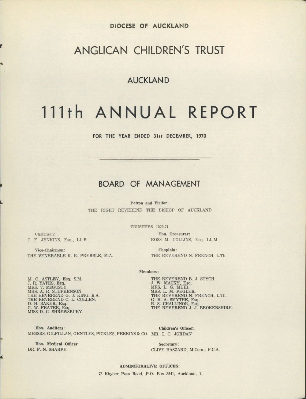 Anglican Children's Trust 111th Annual Report