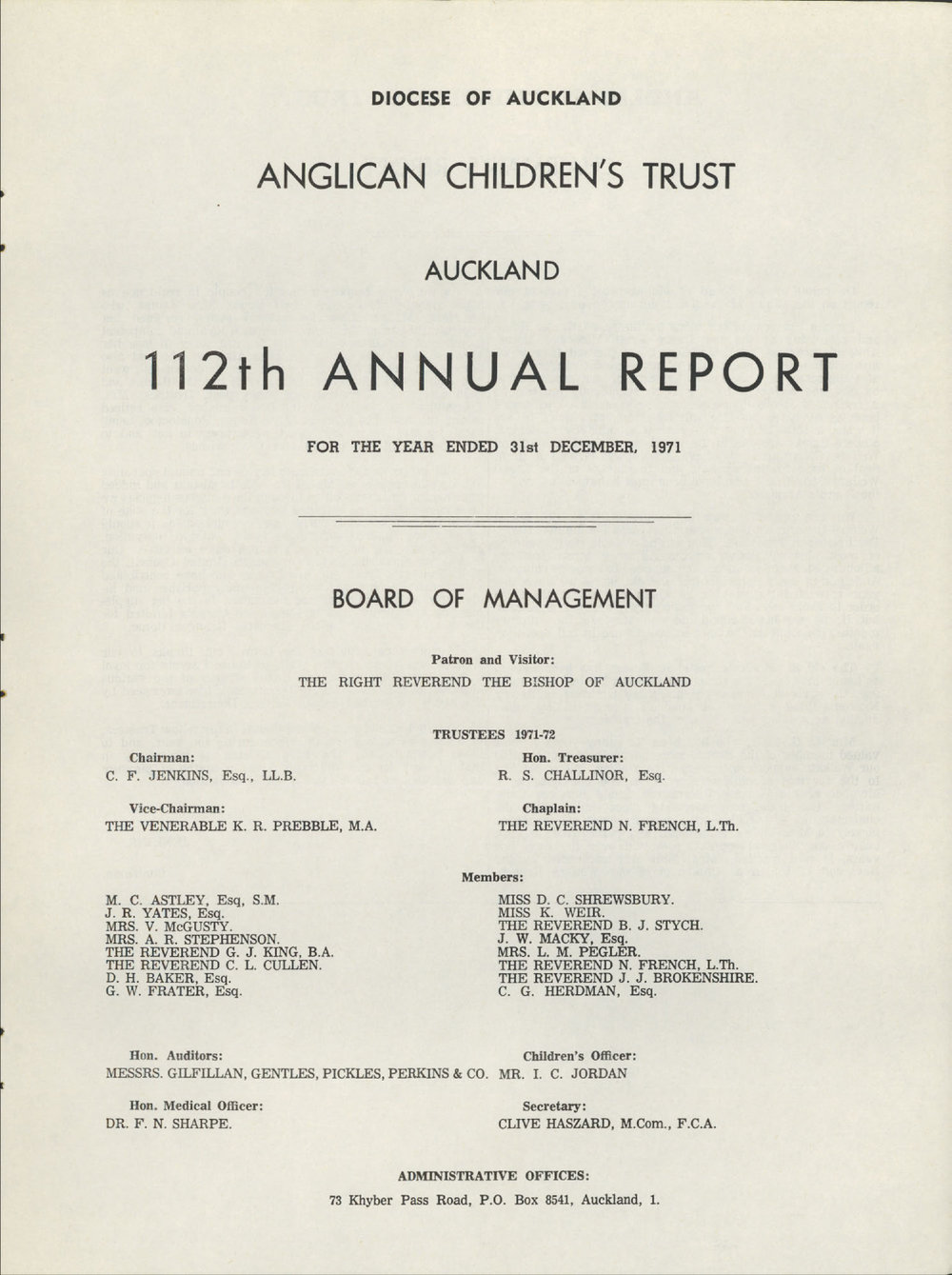 Anglican Children's Trust 112th Annual Report