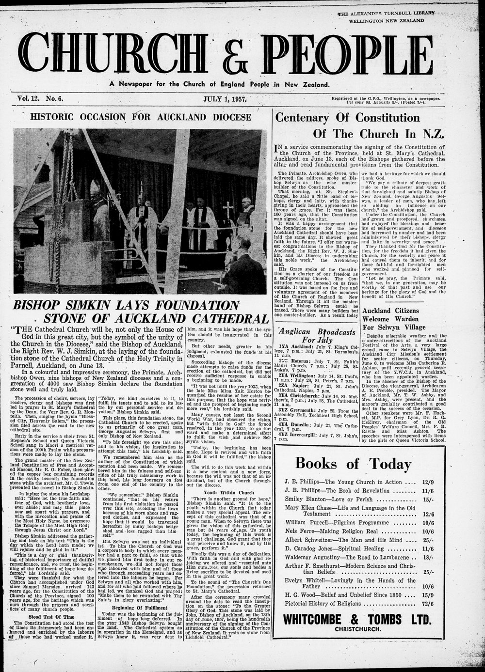 Church &amp; People: July 1957