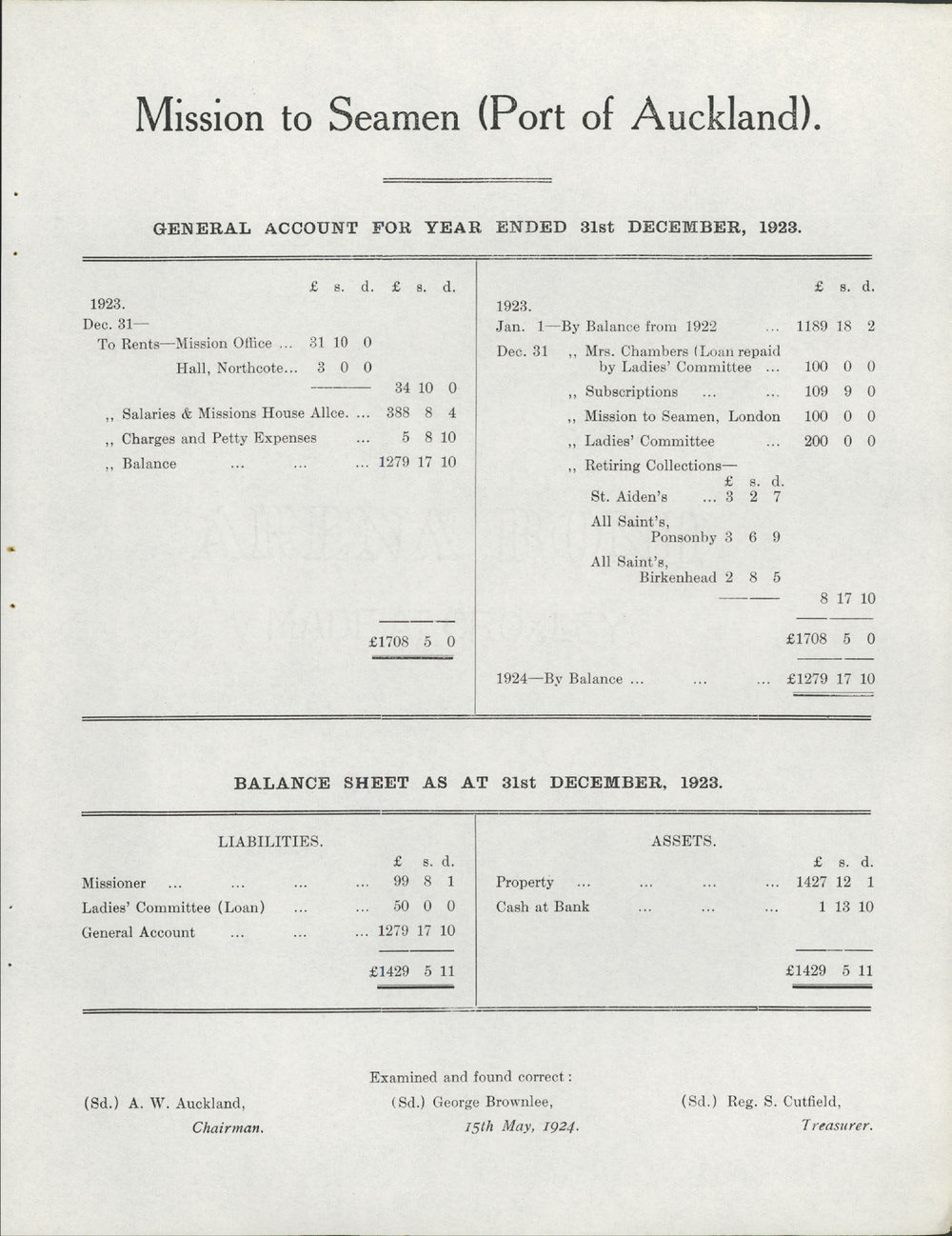 Missions to Seamen 1923 -1924