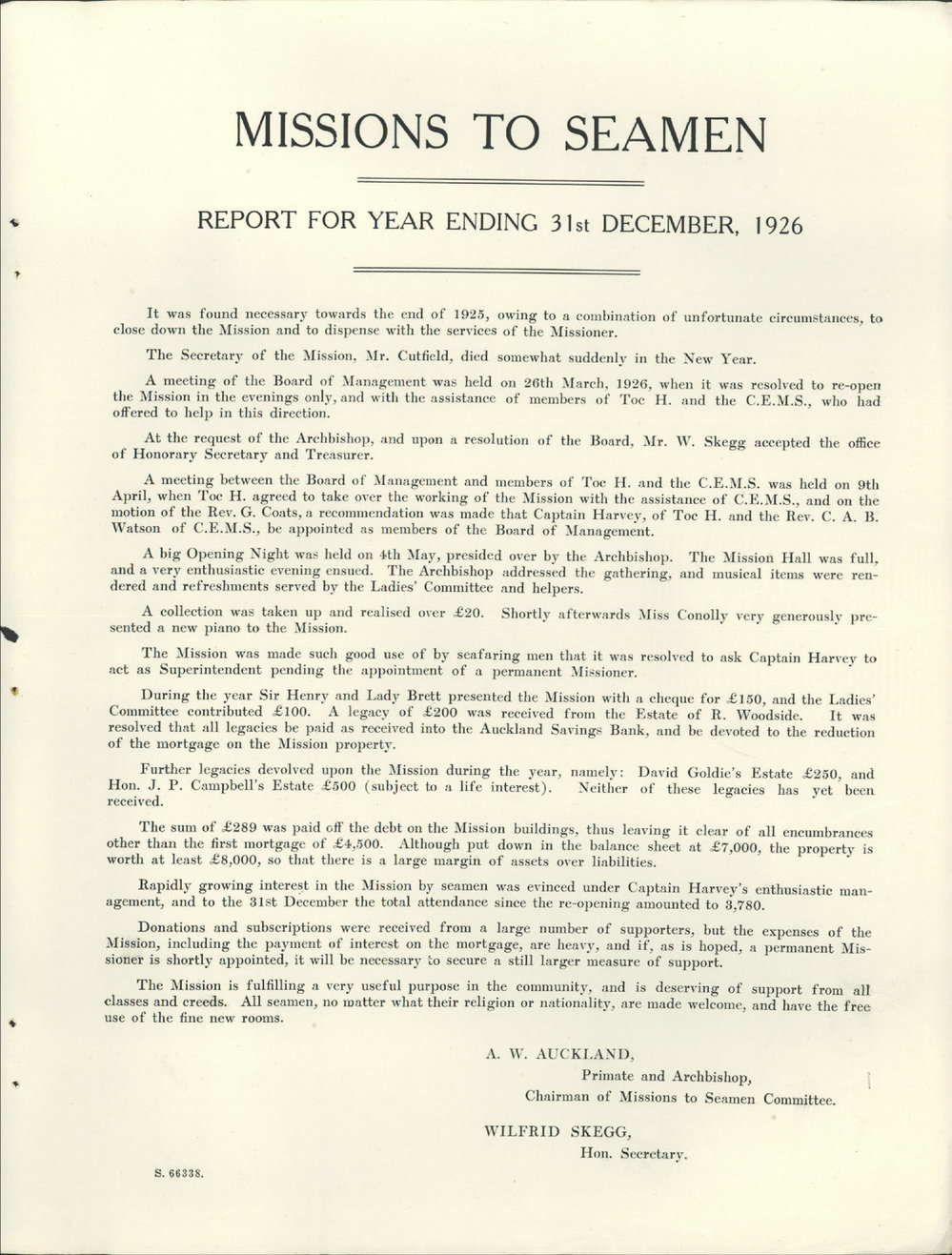 Missions to Seamen 1926 - 1927