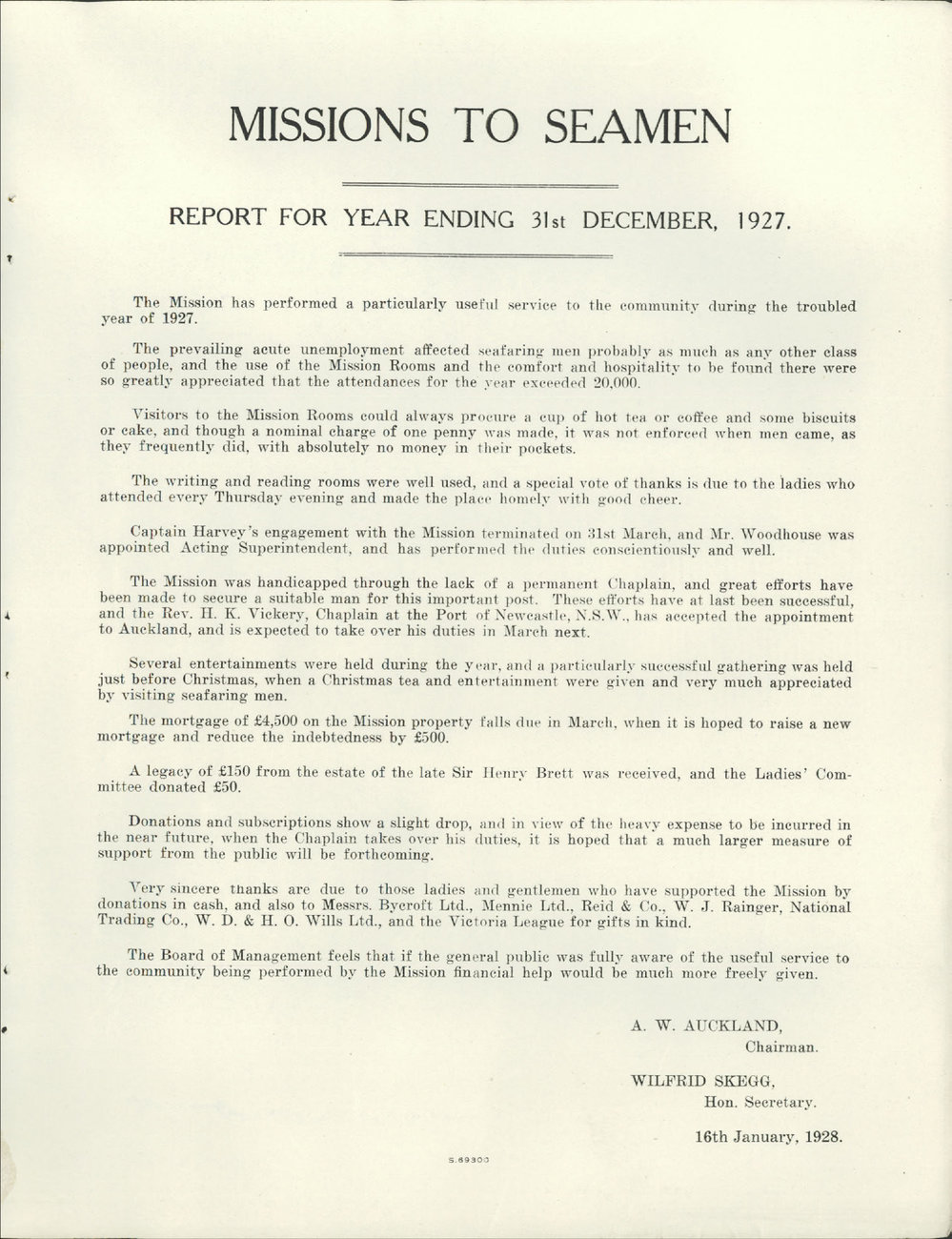 Missions to Seamen 1927 - 1928